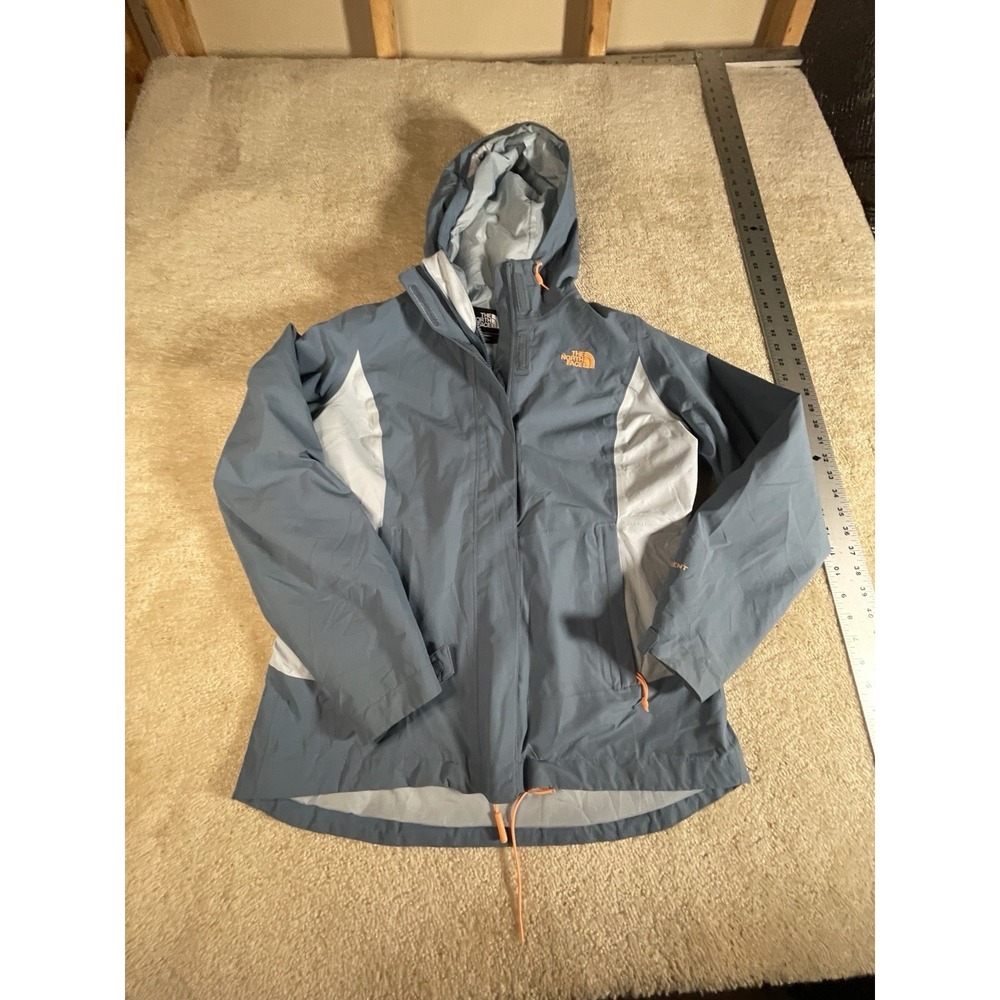 The North Face HyVent Jacket Women's MD Blue Hooded Waterproof Rain Coat Outdoor